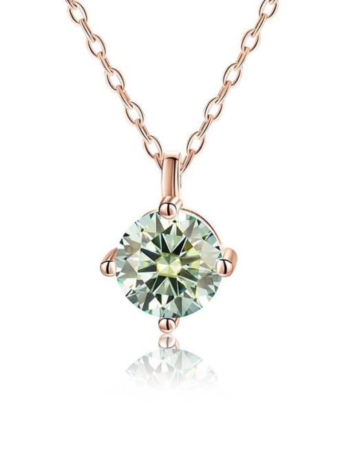 Blue-green Mausang diamond [rose gold] 925 Sterling Silver Moissanite Geometric Dainty Necklace